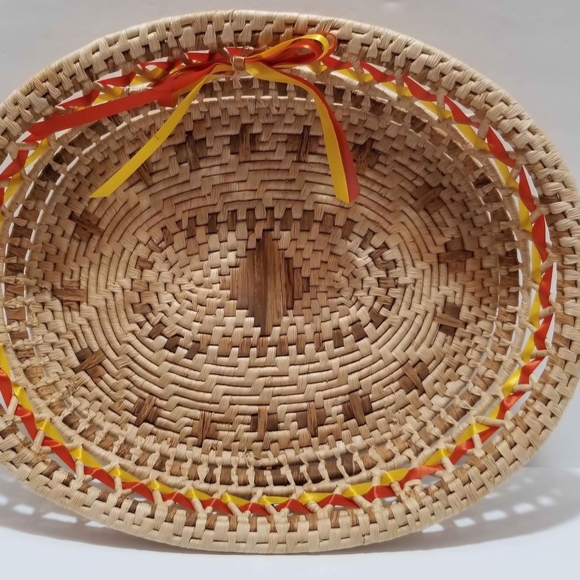 Other - Woven Basket with Ribbon Accents